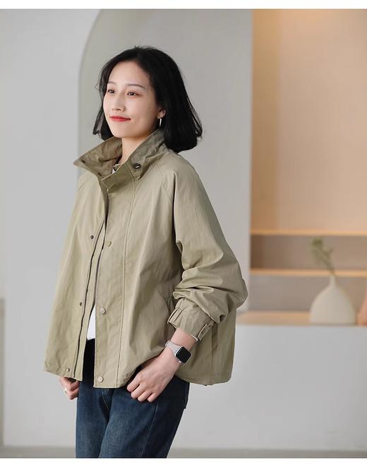 雀说春季新款 翻领风衣女翻领休闲宽松显瘦简约纯色长袖外套AL84105 商品图2