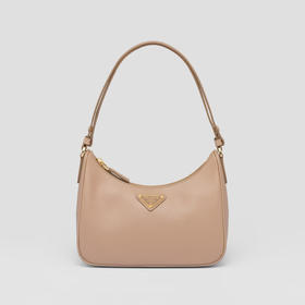 PRADA 普拉达 女士 Saffiano 皮革 珐琅金属三角徽标迷你手提包 杏色 1BC204 NZV F0MUH JOM