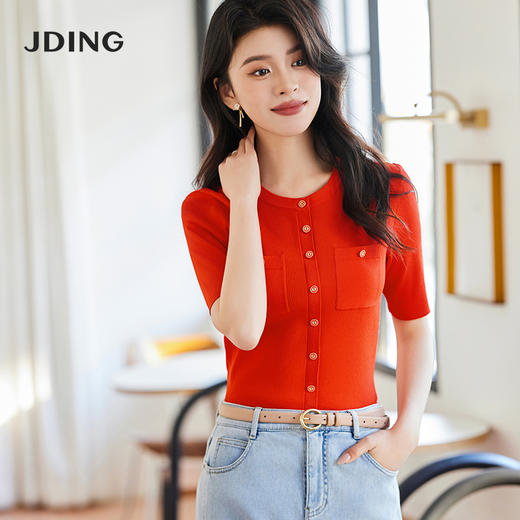 【商场同款】CJKJ314 “醋纤针织衫”   经典H廓形上身自然收身 雅致小圆领 对称贴袋设计好穿显瘦 三色常穿色 职场休闲搭配基础单品 商品图6