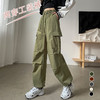 「美式工装运动裤！休闲+运动两穿」女2024春季潮酷抽绳两穿辣妹风高腰宽松阔腿裤下装 商品缩略图2