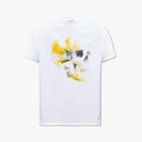 ALEXANDER MCQUEEN 亚历山大.麦昆 男士骷髅徽标印花棉质圆领短袖T恤 白色 776336 QTAAL 0962