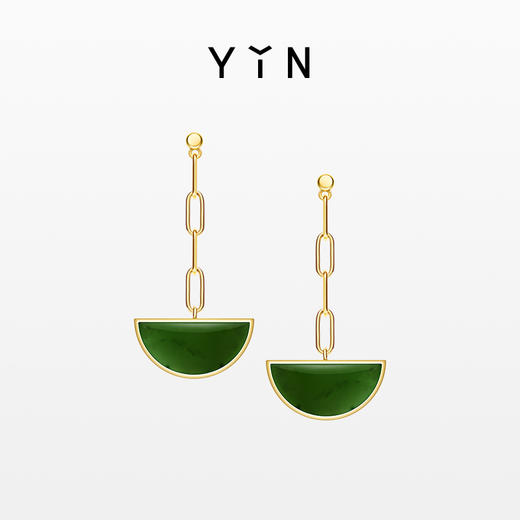 「弈」系列 围棋耳钉-金绿 商品图0