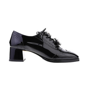 sheme蝶雨彩虹系列进口漆皮可拆卸水晶扣饰女士系带乐福鞋可定制