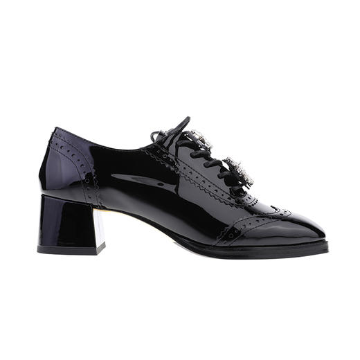 sheme蝶雨彩虹系列进口漆皮可拆卸水晶扣饰女士系带乐福鞋可定制 商品图0