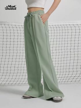 mostwantedlab彩虹/M2412015/休闲运动解构撞色包边喇叭裤灰色卫裤男女