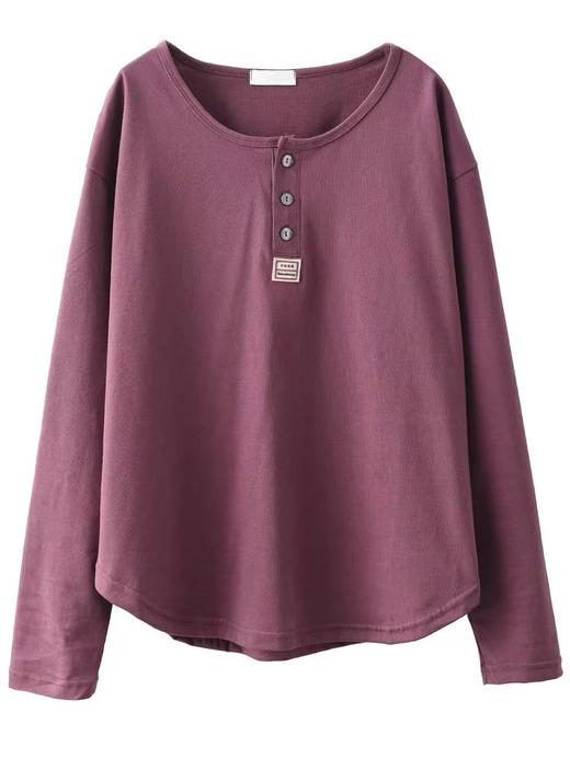 雀说春季新款 文艺棉长袖上衣女时尚纯色套头衫宽松显瘦T恤AL1073 商品图4