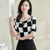 剩S/L/XL 米思阳【冰丝棋盘格针织衫】2025夏季新款时尚经典撞色百搭上衣0230 商品缩略图3