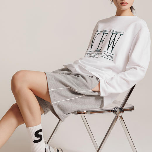 weyo女撞色刺绣圆领衫长袖T恤衫上衣880005 商品图2