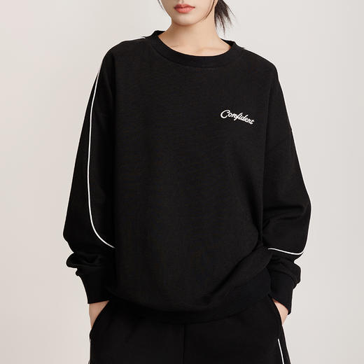 weyo大落肩拼接撞色线迹女宽松圆领卫衣880010 商品图0