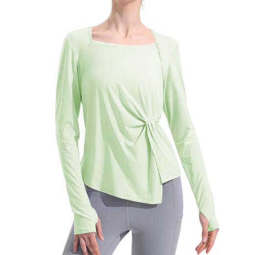 新款开叉运动上衣女透气瑜伽服罩衫柔软亲肤健身T恤吸湿速干长袖 商品图4