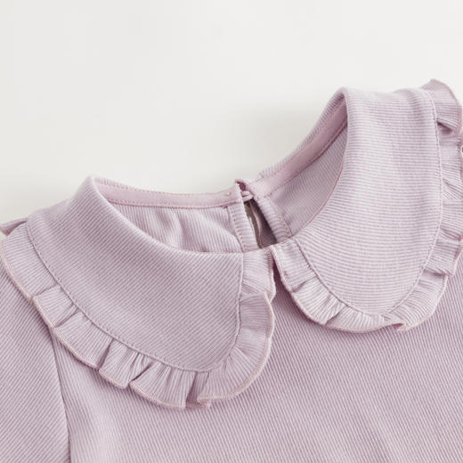 【马克珍妮 芦芙】夏装新款 女童甜美花边翻领罗纹短袖T恤 240866 商品图3