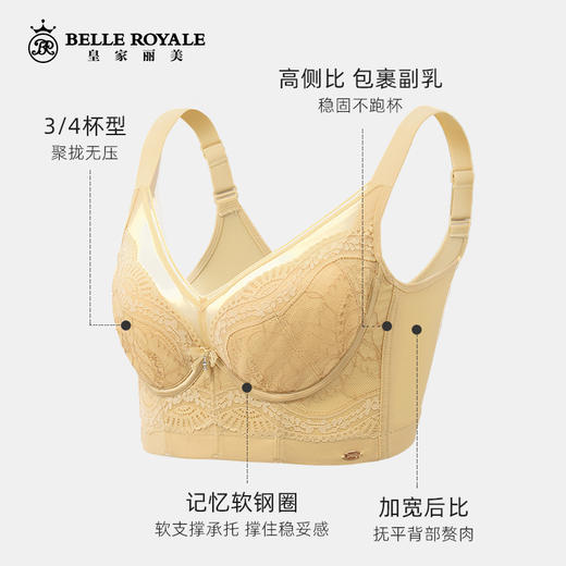 皇家丽美新款调整型文胸大胸显小薄杯记忆软钛圈加宽下扒位香榭之恋系列WJ2309-1 商品图6
