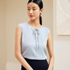 玳莎圆领系带真丝背心女2024春日新款纯色透气桑蚕丝内搭无袖上衣  EA31001 商品缩略图0
