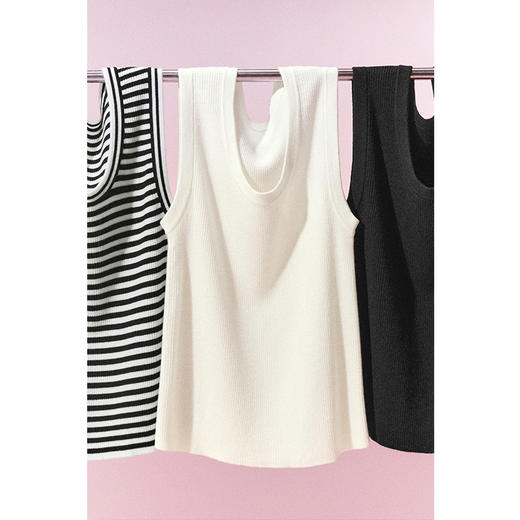 【严选】诗凡黎春百搭时尚条纹款式U领工字背心SF3130271 商品图3