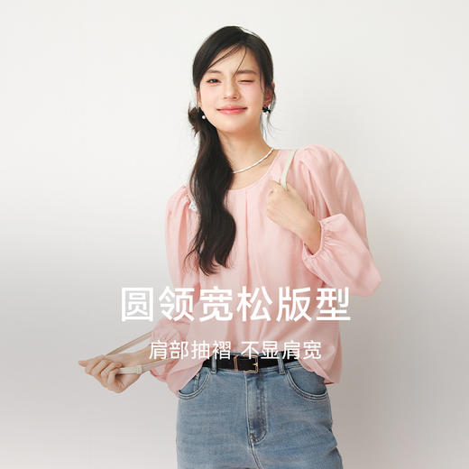 【严选】诗凡黎春经典圆领设计泡泡袖衬衫SF3120541 商品图3