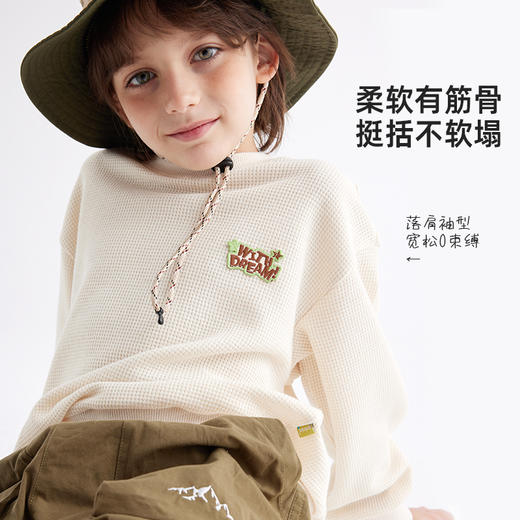【棉软感华夫格 松软透气】儿童趣味华夫格圆领卫衣 PCWY2410 商品图3