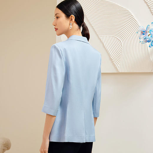 玳莎宽松时尚西装女2024早春新款职业通勤纯色高级感亚麻外套正装  EA37305 商品图1