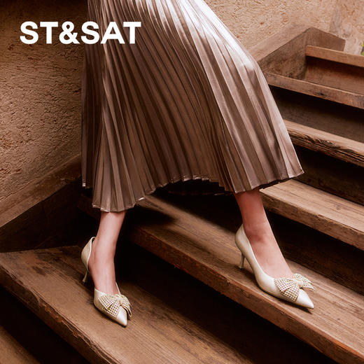 星期六优雅尖头蝴蝶结细高跟SSC1114542 商品图3