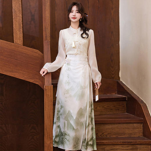 春夏季新款，民族风绣花衬衫+古典长裙两件套HR-BLKE9907 商品图6