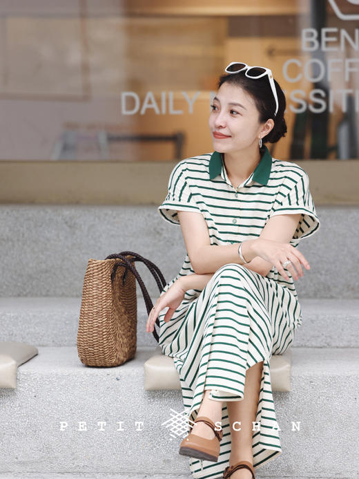 PETIT SCHAN小闪 CLO#302 Anne of Green Gables 绿山墙的安妮 城市运动系列精梳棉POLO领条纹连衣裙 商品图2