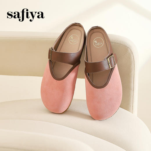 Safiya/索菲娅2024春 丑萌森系复古拼色包头外穿懒人勃肯鞋 SF42110093 商品图7