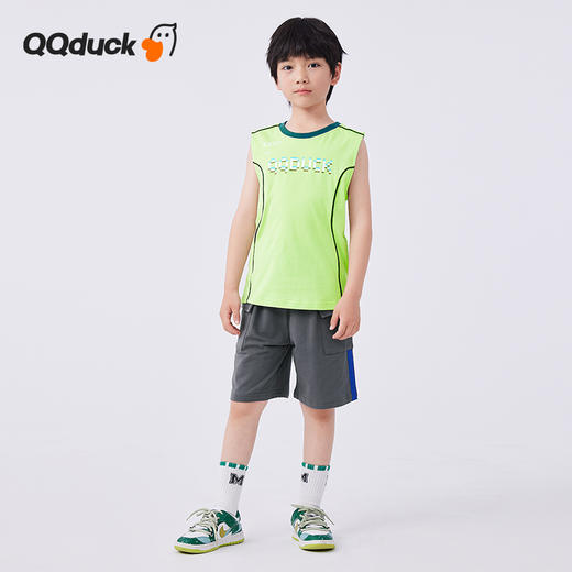 【清仓捡漏】【120-165】【可可鸭】男女童夏季短袖运动套装背心短裤（上衣：棉100% 裤子：棉95%氨纶5%） 商品图2
