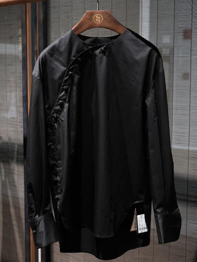 盛唐牡丹|玺越新中式衬衫-黑色