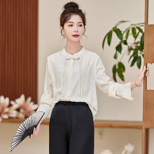 春装新款，新中式盘扣立领衬衫气质通勤长袖衬衫HR-XYYH6060 商品图4