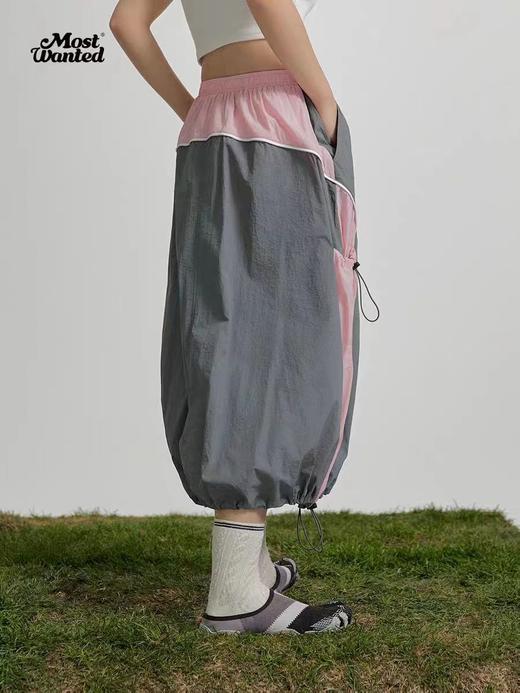 mostwantedlab彩虹/M2412002/春彩虹山脉户外梭织运动拼色多口袋松紧半身裙 商品图0