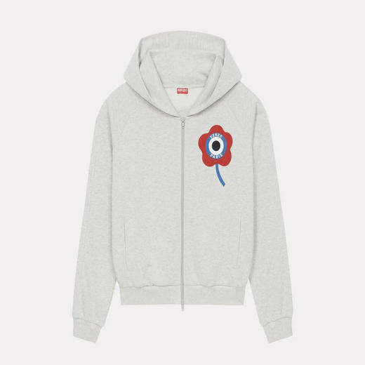 KENZO 高田贤三 女士小海棠花徽章印花棉质连帽卫衣 浅灰色 FD62 SW088 4MF 93 商品图0