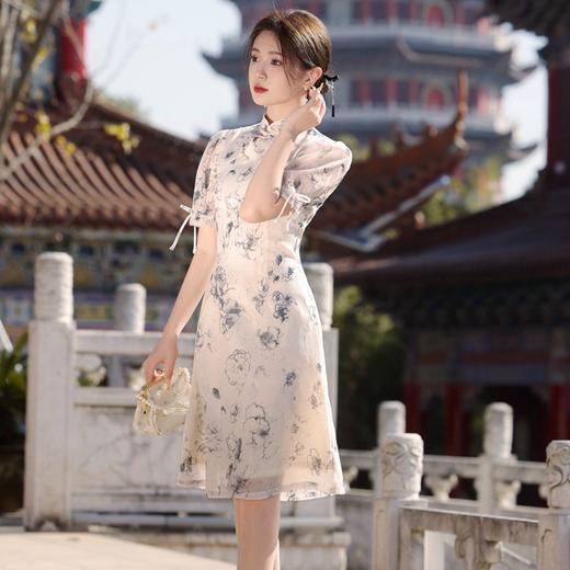 春季新款，气质优雅改良年轻款米色淑女范短袖蕾丝旗袍YG-2369 商品图3