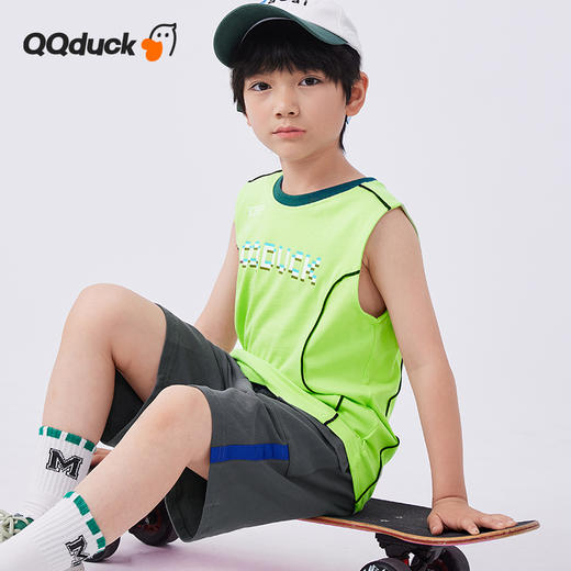 【清仓捡漏】【120-165】【可可鸭】男女童夏季短袖运动套装背心短裤（上衣：棉100% 裤子：棉95%氨纶5%） 商品图1