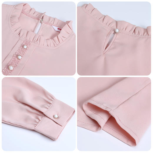 QB5823职业白衬衫女士秋冬立领气质长袖衬衣2024新款工装正装工作服套装 商品图4