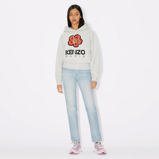 KENZO 高田贤三 女士大海棠花徽标印花连帽卫衣 灰色 FD62 SW063 4ME 93 商品图3