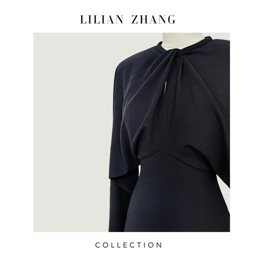 C系列——定制——都市力量——极简静奢——ALL BLACK气质连衣裙 2401006 商品图2