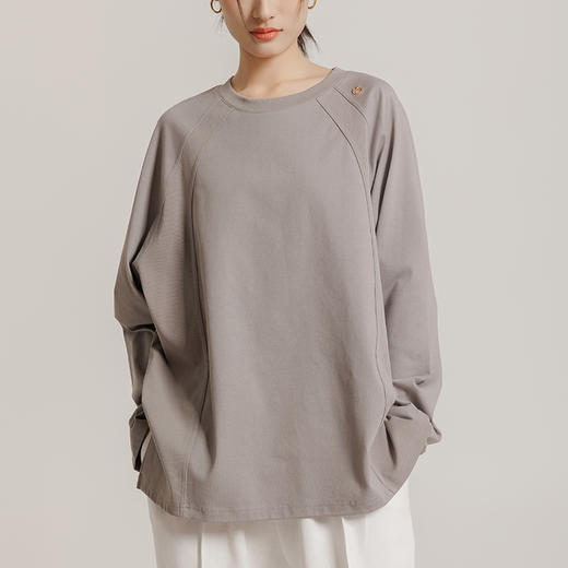 weyo女装插肩袖圆领长款薄T恤纯色宽松上衣880018 商品图1