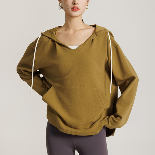 weyo女装大V领落肩休闲宽松连帽长袖卫衣880009 商品图2