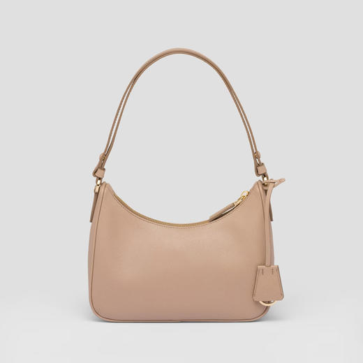 PRADA 普拉达 女士 Saffiano 皮革 珐琅金属三角徽标迷你手提包 杏色 1BC204 NZV F0MUH JOM 商品图2