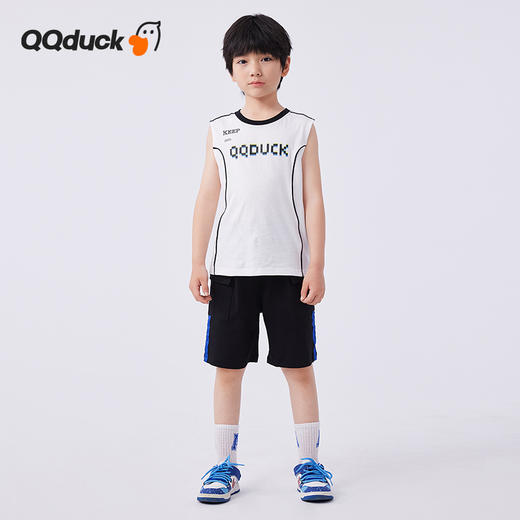 【清仓捡漏】【120-165】【可可鸭】男女童夏季短袖运动套装背心短裤（上衣：棉100% 裤子：棉95%氨纶5%） 商品图4