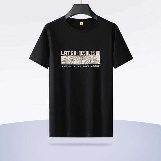 【轻奢液氨棉】【新款DG】大依优型大码短袖T恤圆领胸前印花加肥加大男士大号弹力透气舒适半袖夏装 商品图1