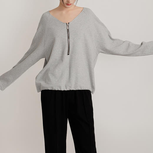 weyo大V领半拉链插肩袖女卫衣外套宽松版上衣880008 商品图2