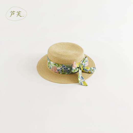 【马克珍妮芦芙】2024年夏款 女童碎花蝴蝶结编织遮阳草帽240817 商品图2