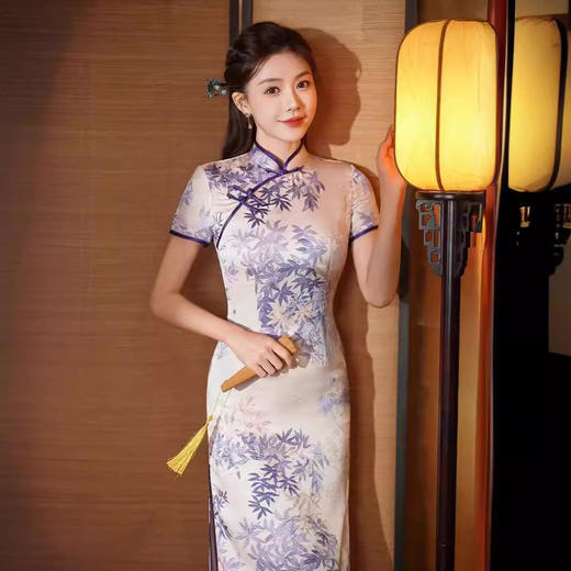 夏季新款，年轻款女复古日常妈妈装小个子连衣裙中长款改良旗袍GSJ-812 商品图1