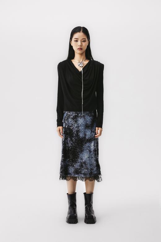 金属领带花针织套头长袖 商品图0