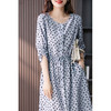法式波点碎花真丝连衣裙女2024夏季新款韩版宽松桑蚕丝长裙 商品缩略图1