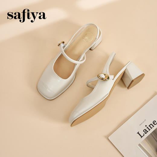 Safiya/索菲娅2024春 法式复古方头后绊带浅口包头玛丽珍单鞋 SF41111415 商品图2
