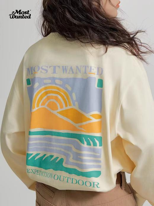 mostwantedlab彩虹/M2412050/山脉印花圆领长袖T恤男女情侣潮流上衣 商品图2