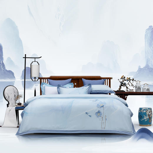 多喜爱山海经 60S贡缎长绒棉四件套 夜阑谣/落花文鳐/紫藤夫诸/守护夫诸/繁花似梦/蒹葭风晚/清辉夜凝hlcs 商品图12