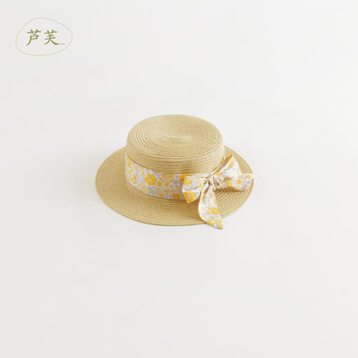 【马克珍妮芦芙】2024年夏款 女童碎花蝴蝶结编织遮阳草帽240817 商品图1
