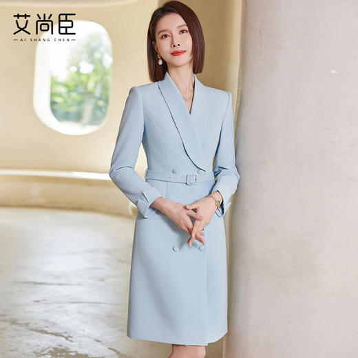 高级感蓝色西装连衣裙女秋季2023新款时尚职业装气质女神范套装裙 商品图3